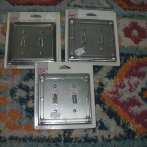 SET 3 ~ CLASSIC HOME Double SWITCH Wall Plate Brushed Satin Pewter Finish TARGET
